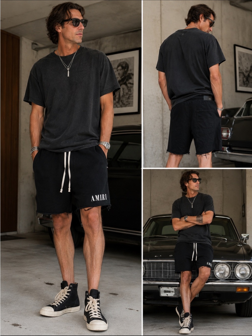 AMIRI  Drawstring Logo Casual Shorts in Black Size XL ~ Authentic